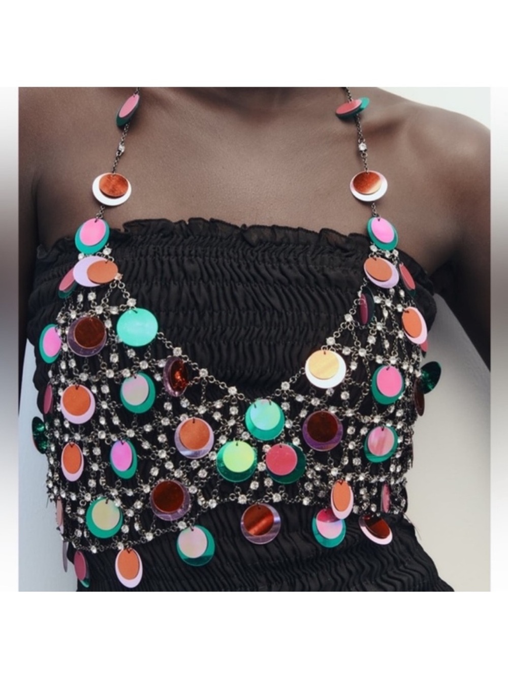 Zara Sequin Mirror Chain Bra Top - Picture 4 of 10